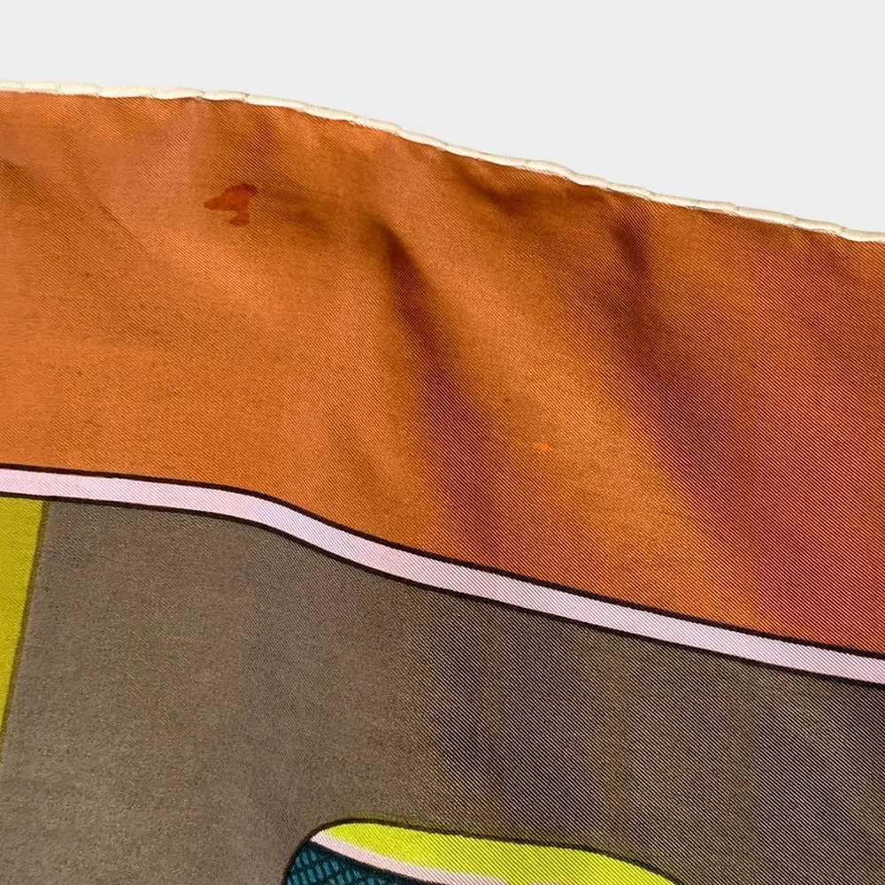 Vintage 1950s Equestrian Carriage Print Scarf